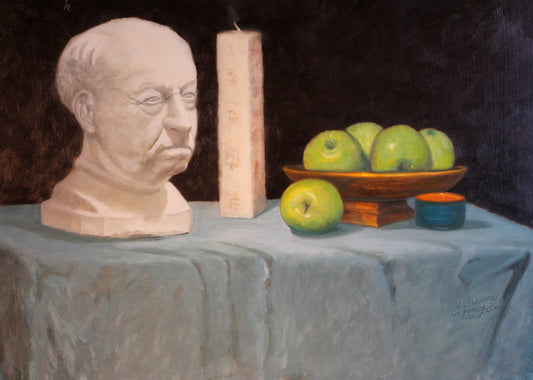 242    PLATO APPLES AND CANDLE STILLIFE