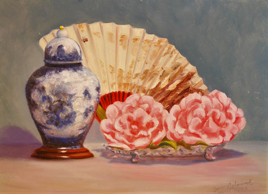 245  FAN JAR FLOWERS STILLIFE